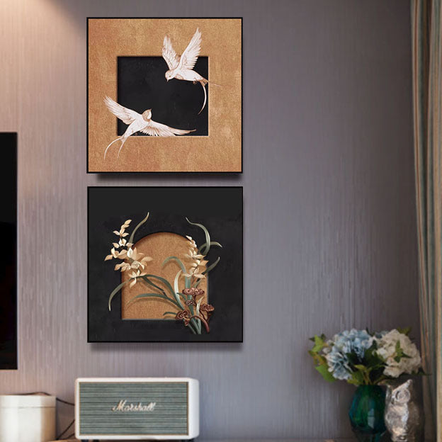 Blumreich eingerahmtes Kunstwerk