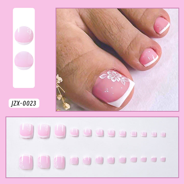 Dekoratives French Tip Zehennagel Set Karnz