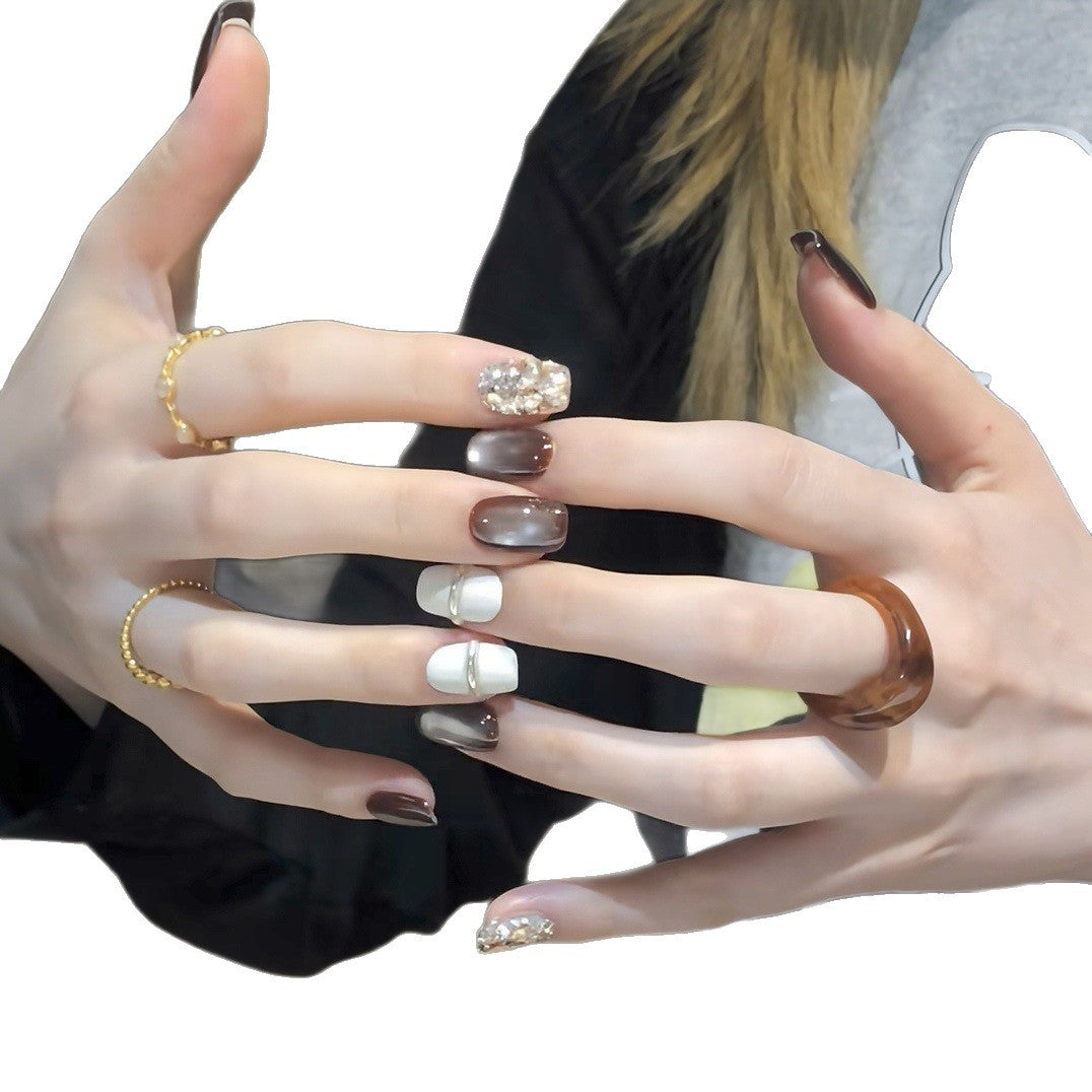 Press-On Nail Art Set mit Ombre- und Glitzerakzenten Karnz