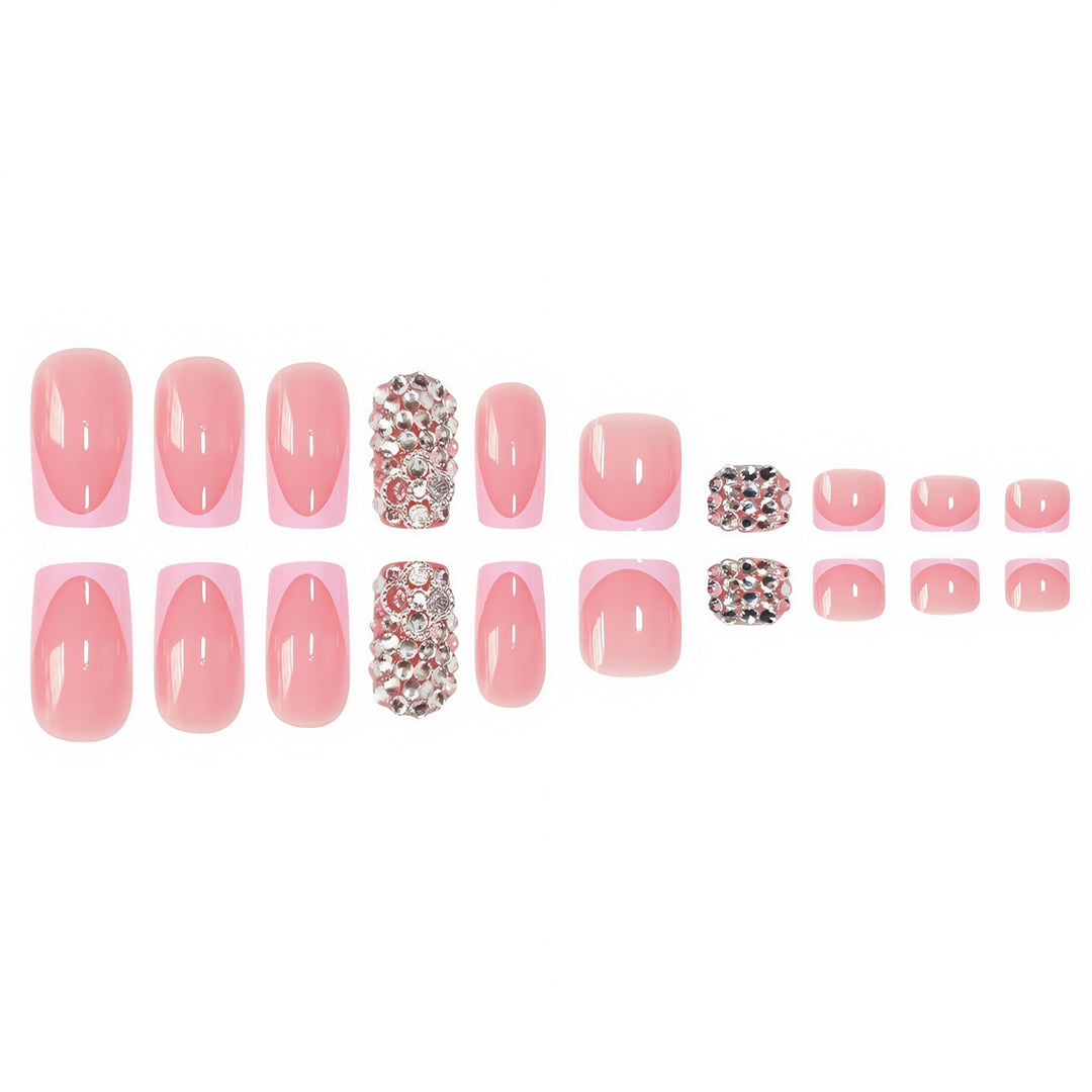 Glamouröser French Tip Press-On Nail Set Karnz