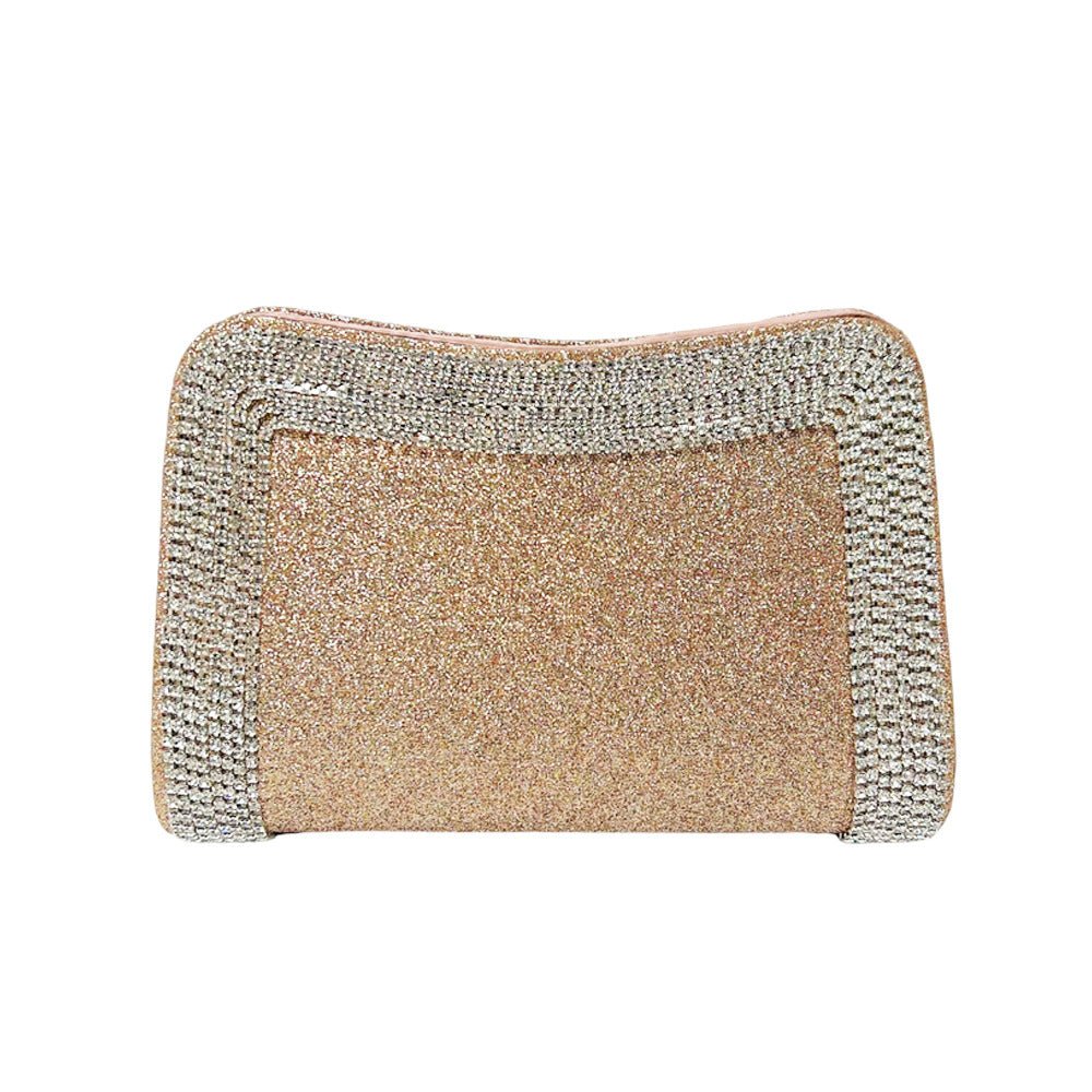 Glänzende Clutch mit Kristallbesatz