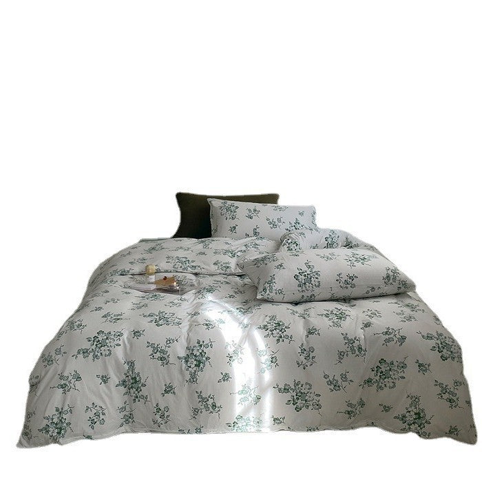 Baumwoll-Perkal Bettbezug-Set mit zartem Wildblumenprint und atmungsaktivem Finish