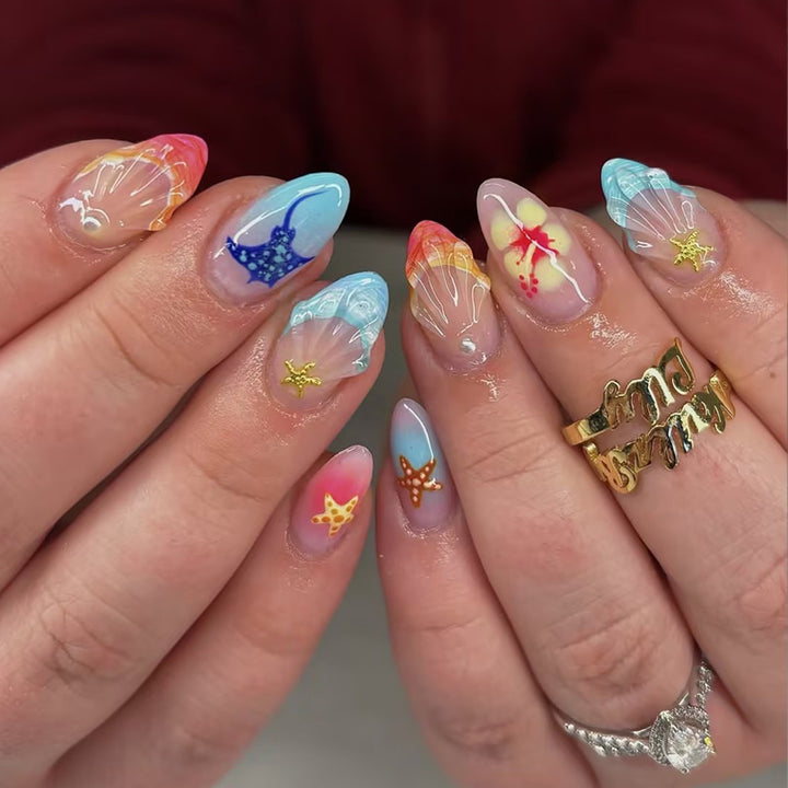 Kreatives Shell Design Press-On Nagelset Karnz