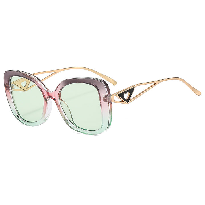 Damen modische oversized Sonnenbrille mit luxuriösem Herzdetail Karnz