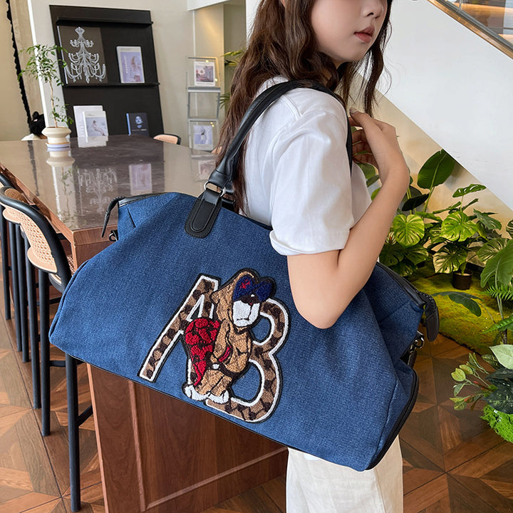 Bestickte Tierdruck-Wochenend-Duffle-Tasche