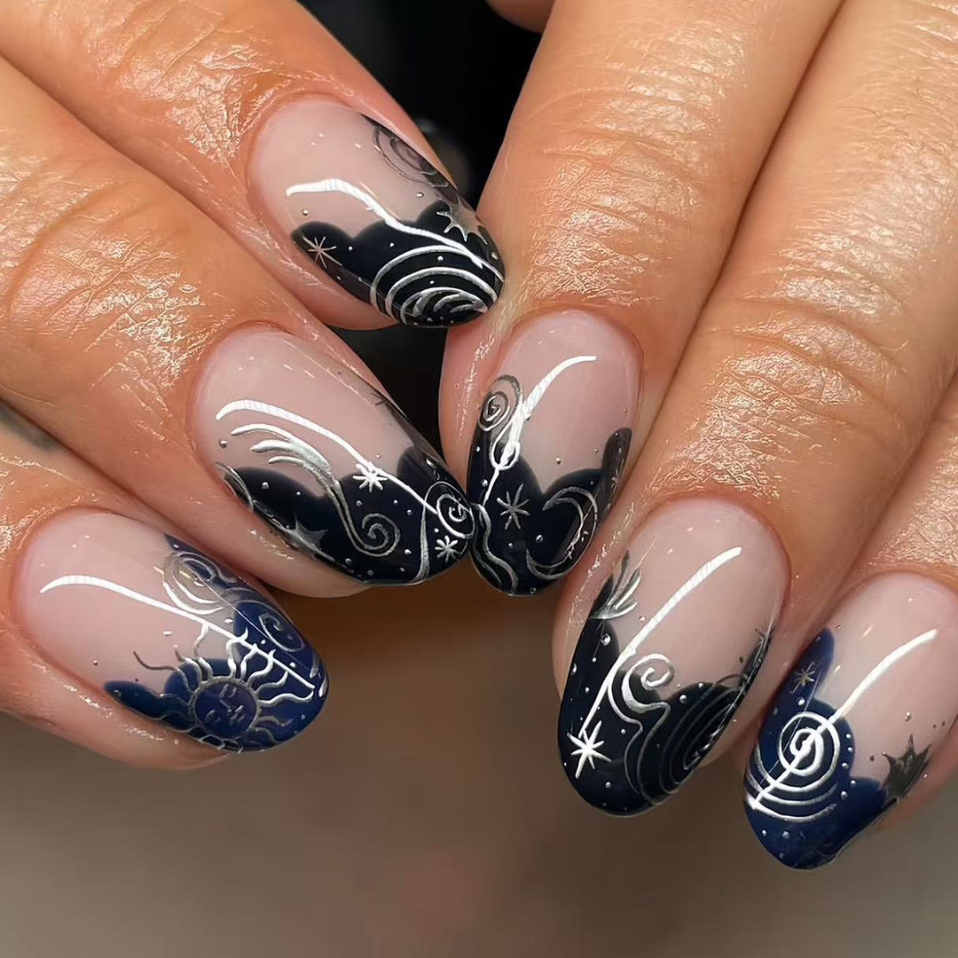 Künstlerische florale Gel Press-On Nägel Karnz