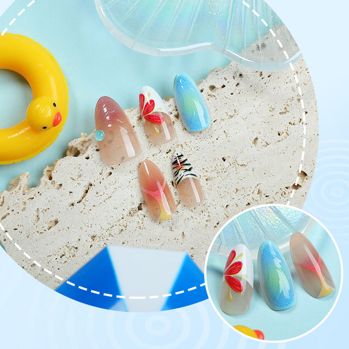 Künstlerisches von Tropen inspiriertes Press-On-Nagelset