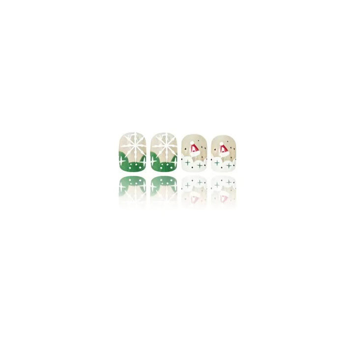 Kunstnagelset mit weihnachtlichen Motiven und Glitzerakzenten Karnz
