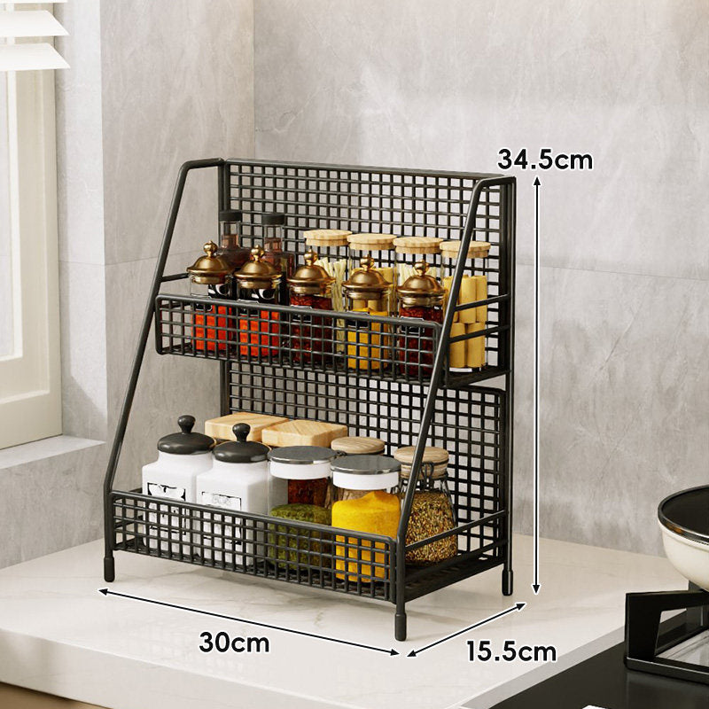 Drei-Tier-Mesh-Arbeitsplatten-Küchenorganisator-Regal für Flaschen und Gewürze