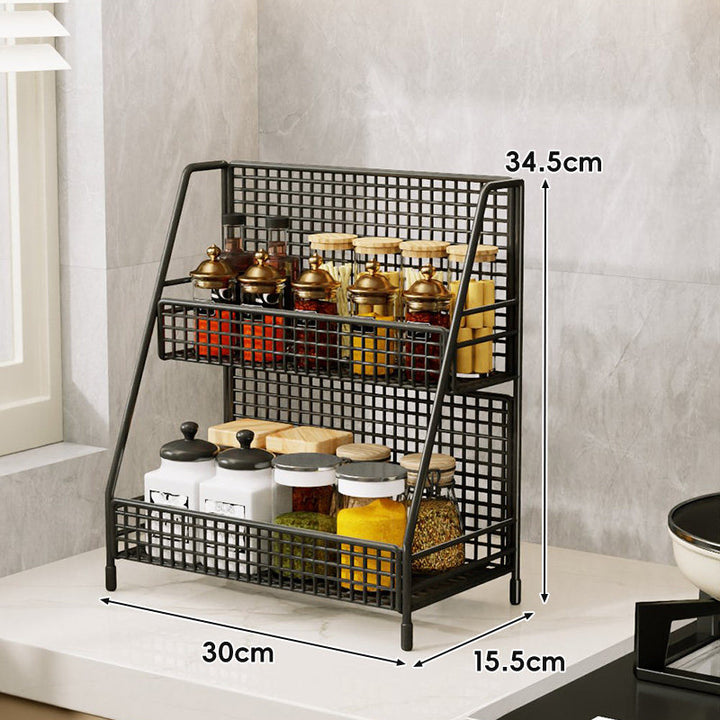 Drei-Tier-Mesh-Arbeitsplatten-Küchenorganisator-Regal für Flaschen und Gewürze
