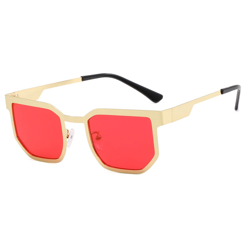Damenmoderne Sonnenbrille im trendigen rechteckigen Design mit schmalem Metallrahmen Karnz