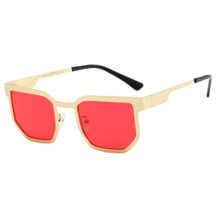 Damenmoderne Sonnenbrille im trendigen rechteckigen Design mit schmalem Metallrahmen Karnz