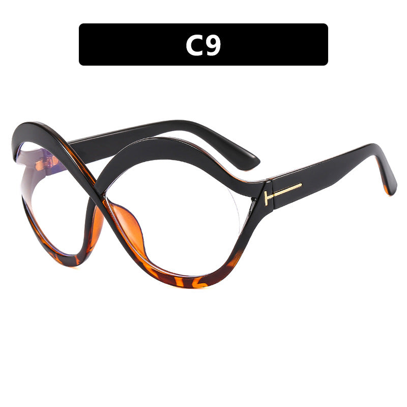 Damen extravagante Cat-Eye Sonnenbrille mit geschwungenem Rahmen Karnz