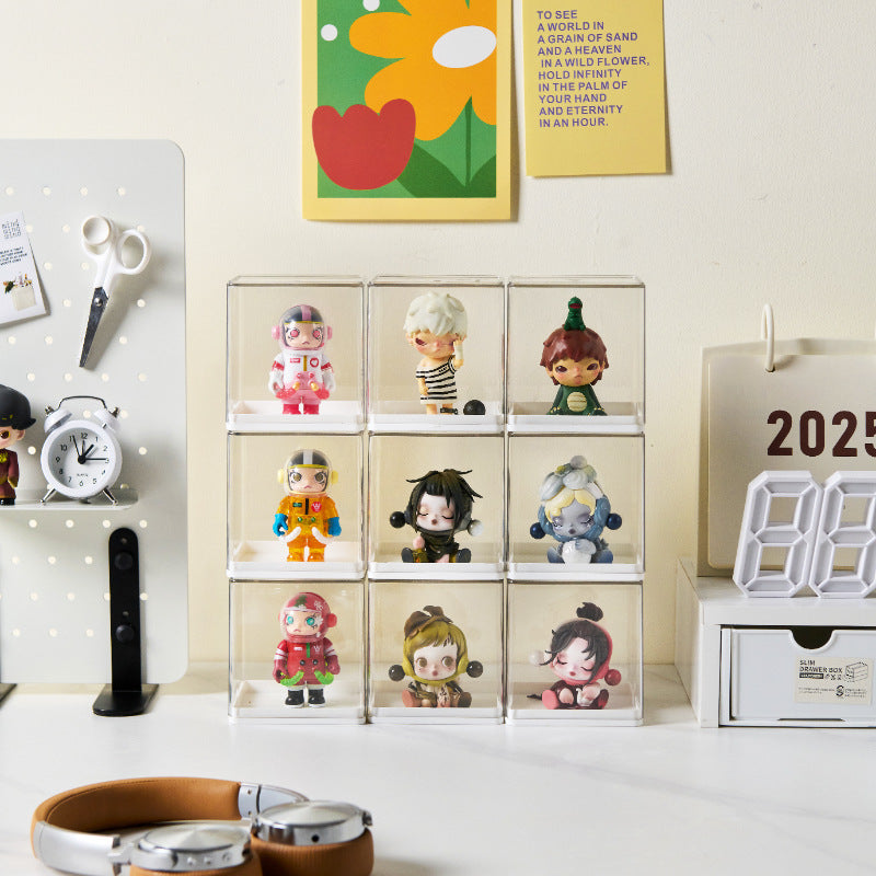 Stapelbare Acryl-Displaybox für Sammelfiguren mit abnehmbarem Deckel und staubdichtem Schutz
