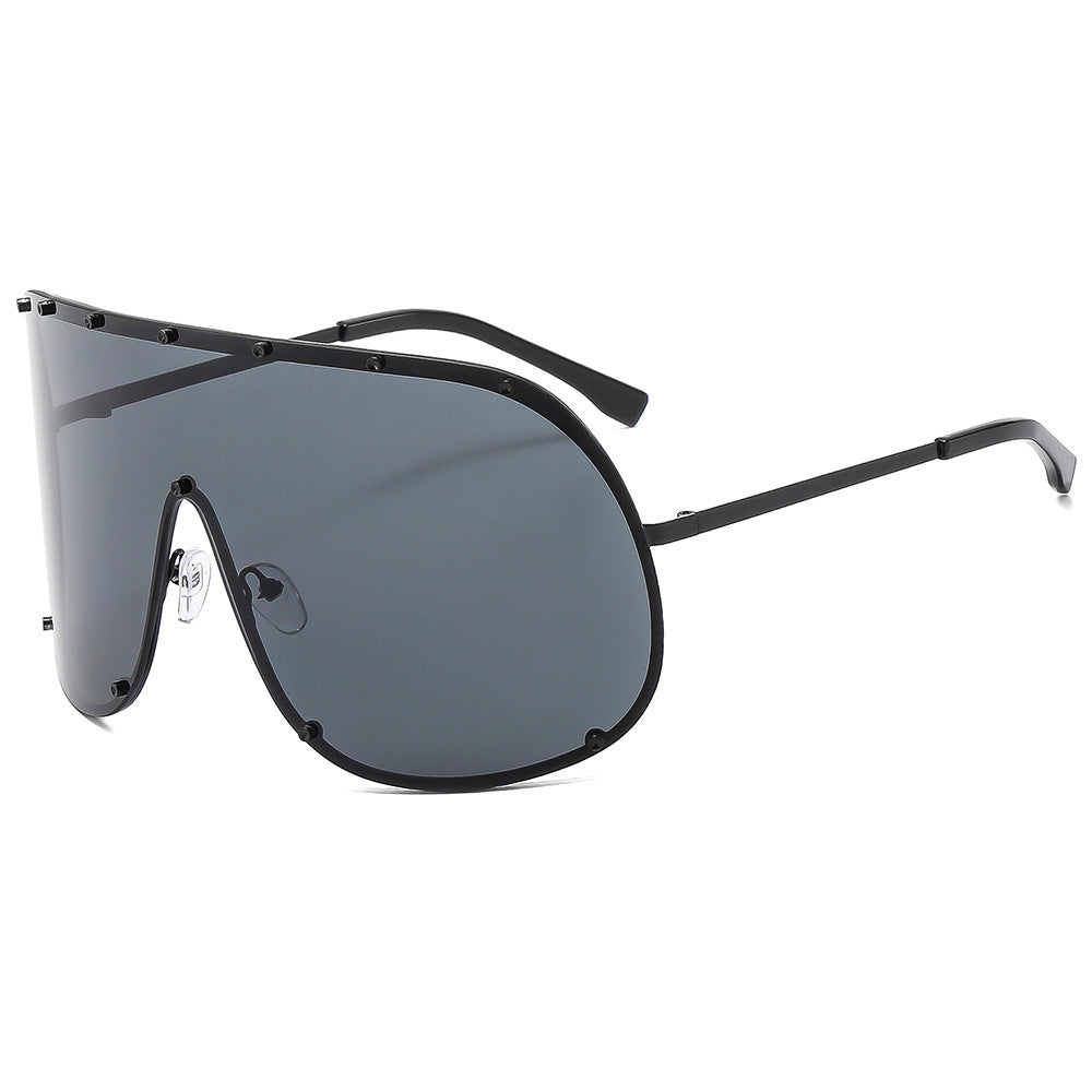 Damen futuristische Sonnenbrille mit großem Rahmen und innovativem Design Karnz