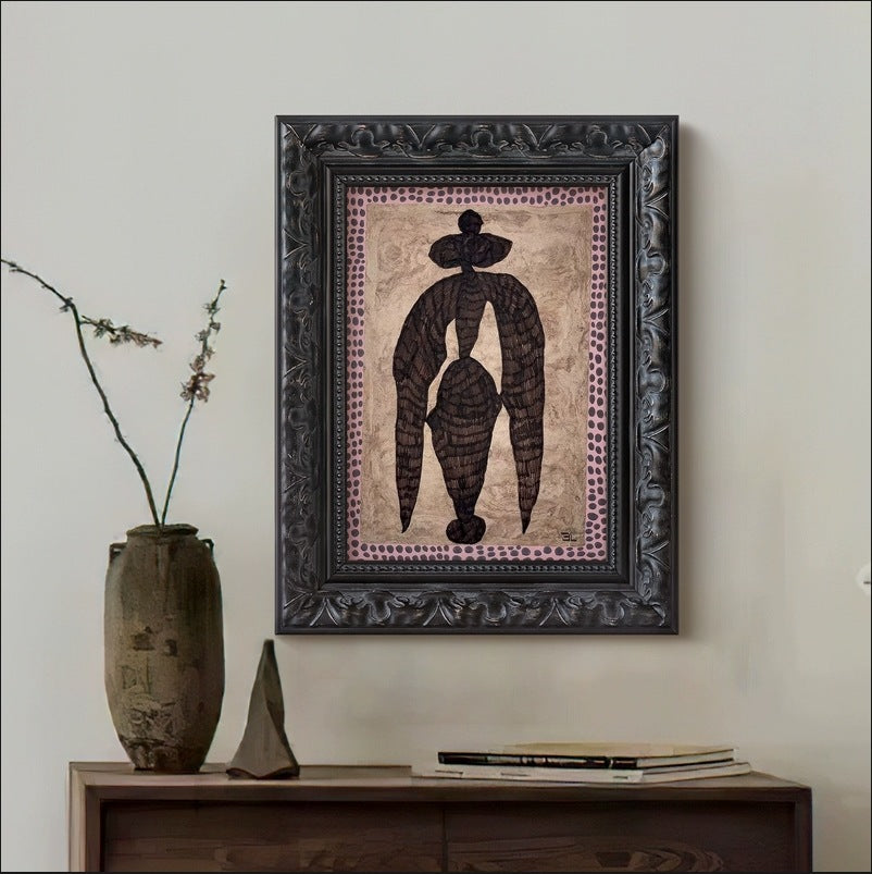 Gerahmter Kunstdruck mit abstraktem Silhouetten-Design