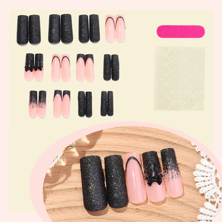 Künstlerisches Glitter-Gradient-Press-On-Nagelset Karnz