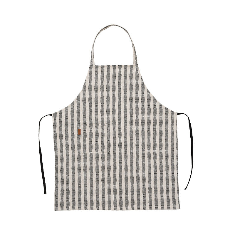 Atelier- und Küchen-Schürze aus Baumwoll‑Leinen mit Taschenpanel und verstellbarem Nackenband