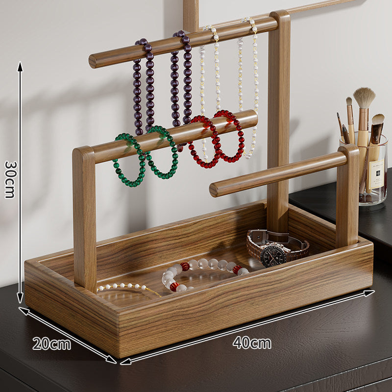 Holz Schmuck Organizer mit zwei Ebenen und Aufhängebügeln
