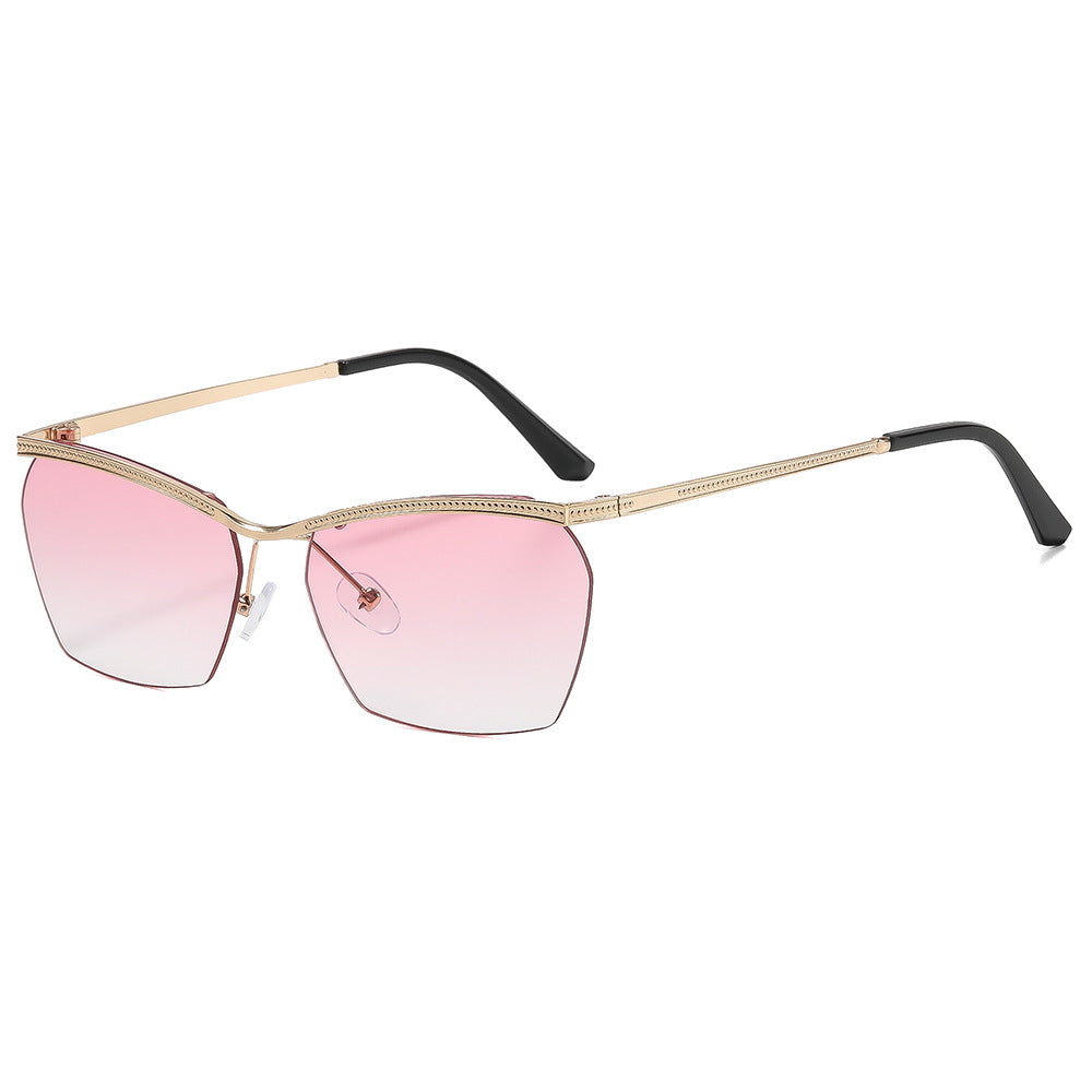 Damen Modische Sonnenbrille mit filigranem Rahmen und sanftem Farbverlauf Karnz