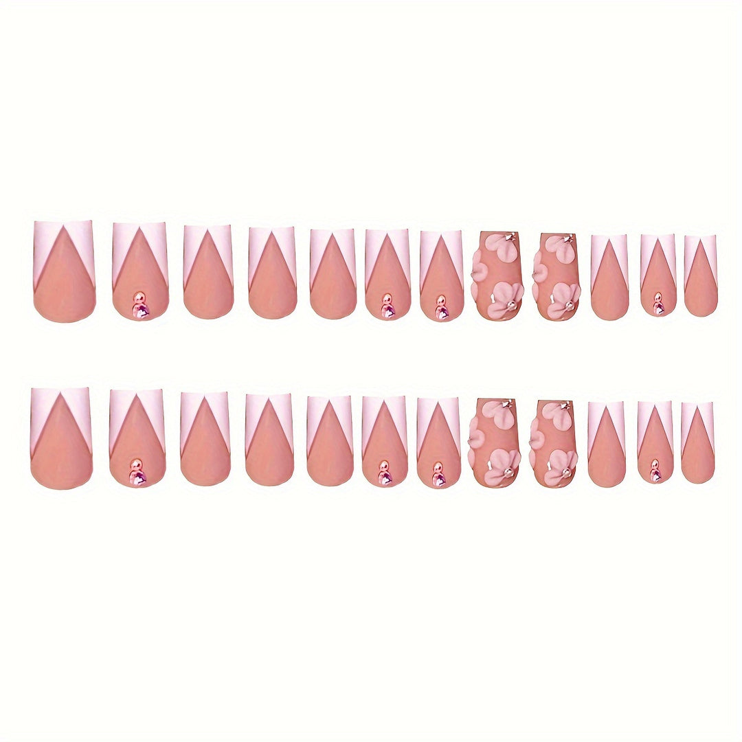 Floral French Tip Press-On Nail Set Karnz