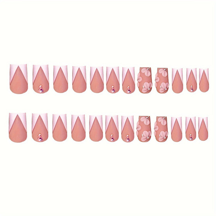 Floral French Tip Press-On Nail Set Karnz