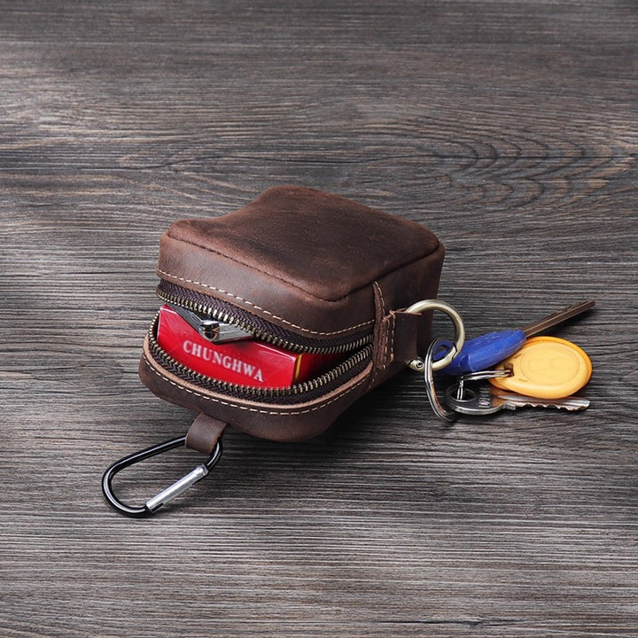 Leder Reißverschluss Schlüsselanhänger Tasche