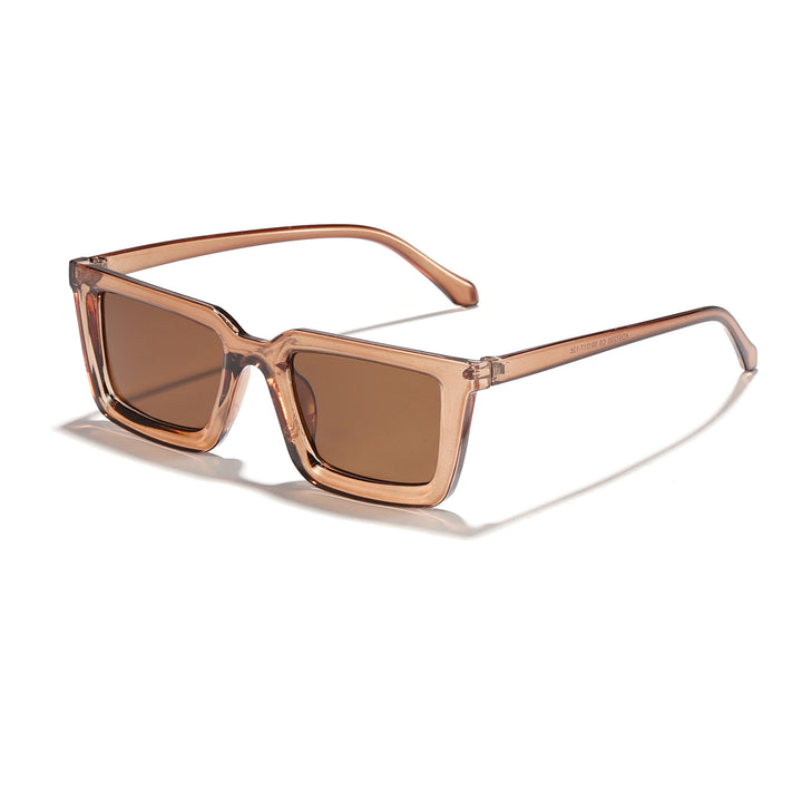 Damen moderne quadratische Sonnenbrille mit verspiegelten Gläsern Karnz