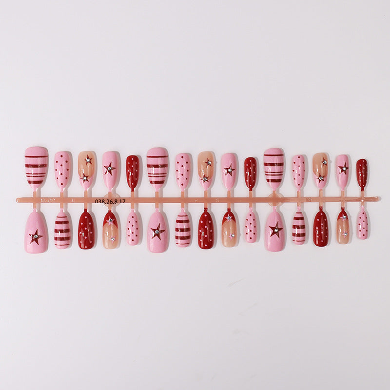 Dekorativer Stern Design Press-On Nagelset Karnz
