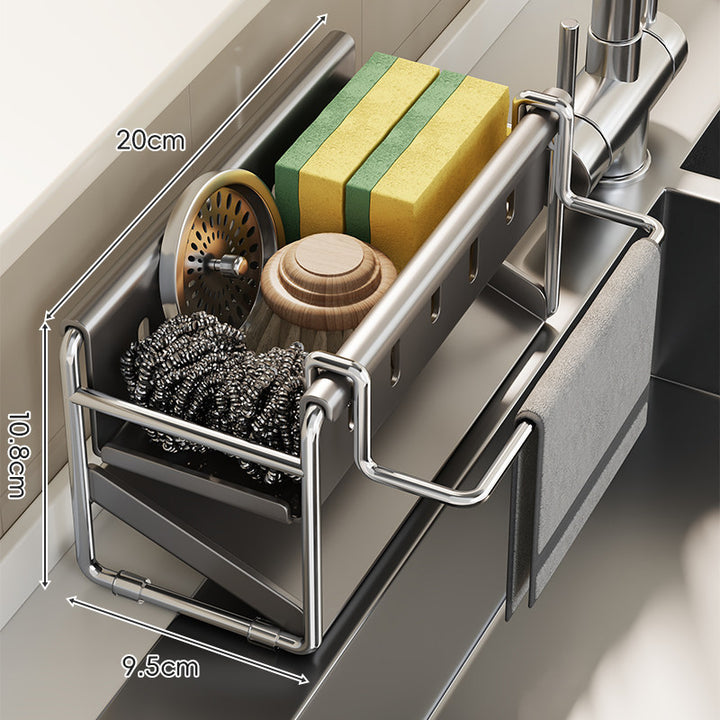Edelstahl ablaßbarer Spülbecken Caddy Organizer für Schwämme Bürsten und Scheuerschwämme