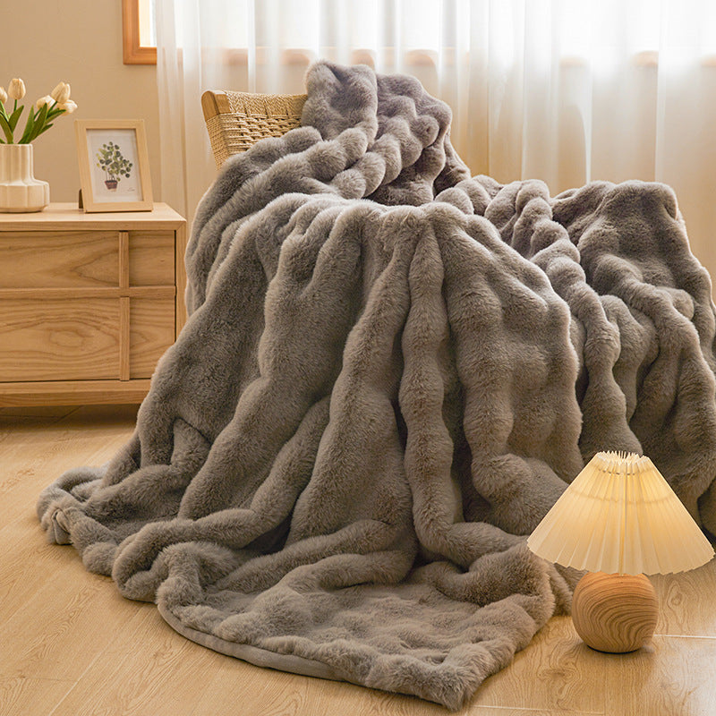 Übergroße luxuriöse Kunstfell-Decke mit tiefem, plüschigem Flor für Sofa und Bett