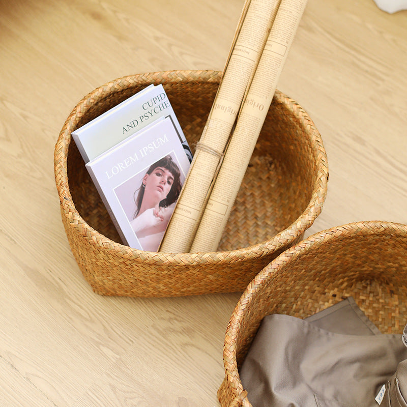 Unisex Naturfaser Aufbewahrungskorb mit breitem Rand Karnz