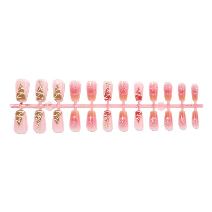 Kunstnagelset mit festlichem Weihnachtsmotiven und Glitzerapplikationen Karnz