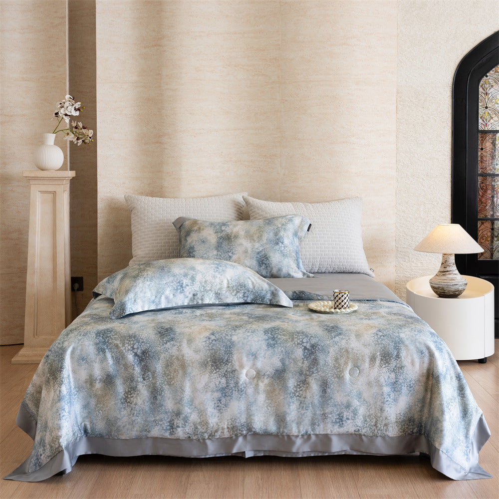 Bettwäsche-Set mit Aquarell-Blumenprint und feinem Baumwollsatin-Finish