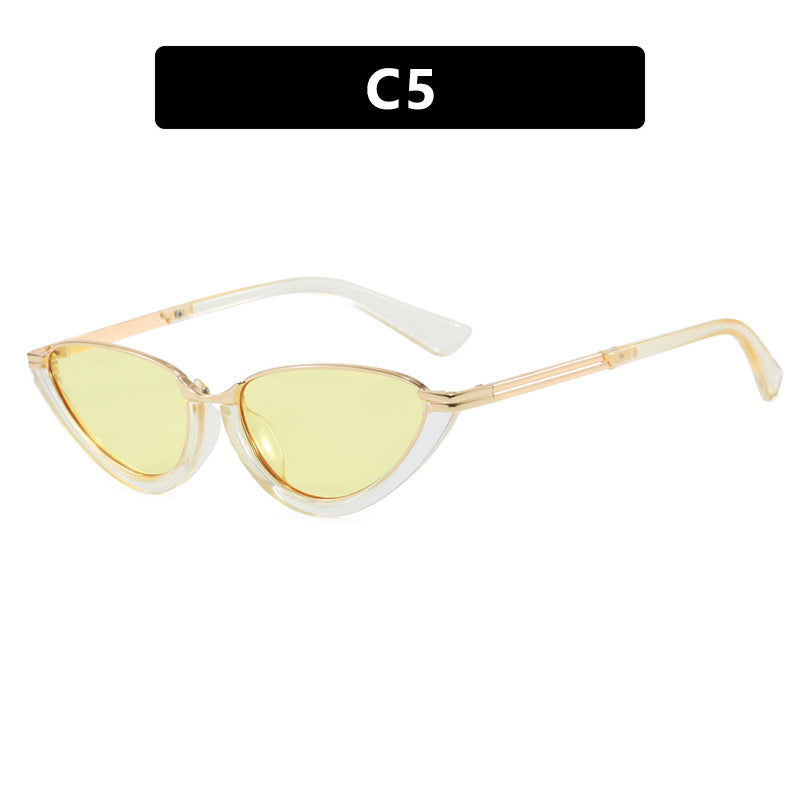 Damen futuristische Cat-Eye Sonnenbrille mit goldenen Akzenten Karnz