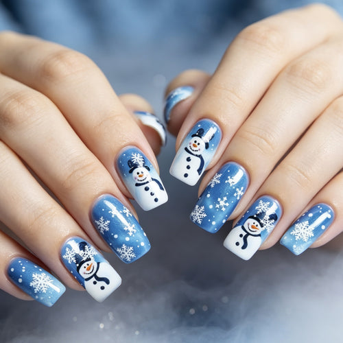 Festliche Schneemann Nagelkunst Verlängerungen Karnz