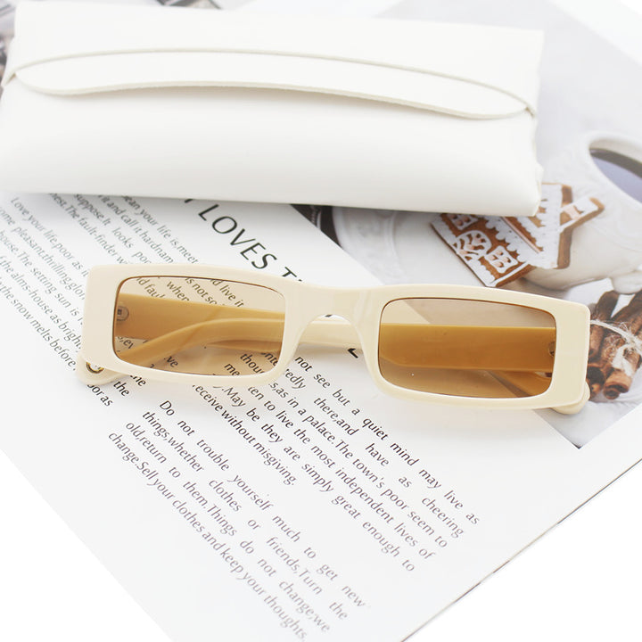 Damen modische rechteckige Sonnenbrille mit strukturiertem Rahmen Karnz