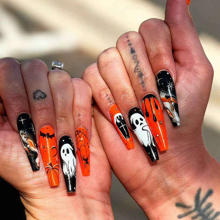 Halloween-Themen Stiletto Press-On Nägel Karnz