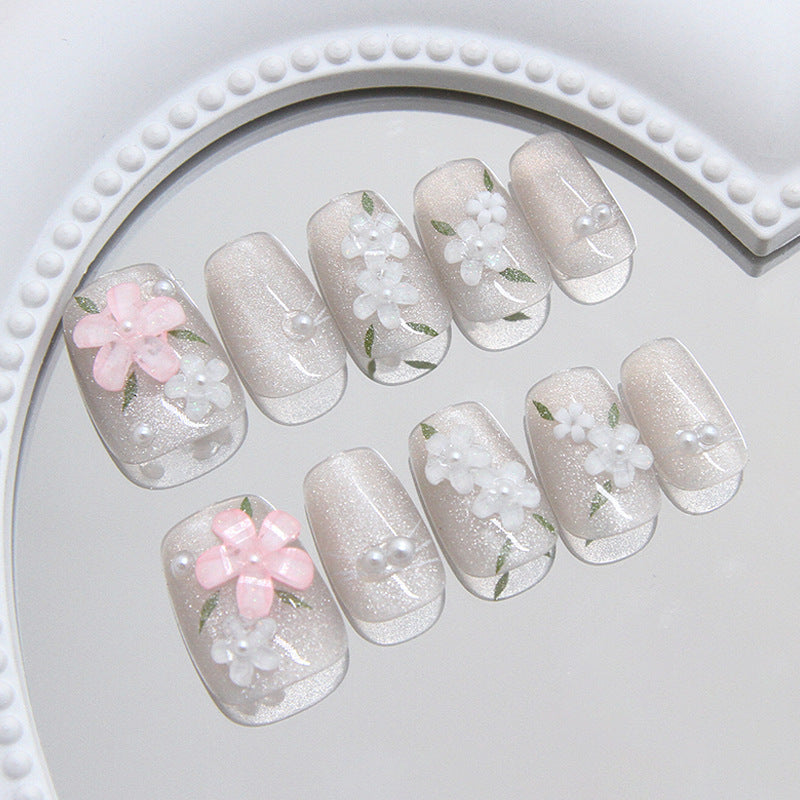 Floral Verziertes Press-On Nagelkunst Karnz