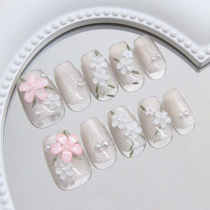 Floral Verziertes Press-On Nagelkunst Karnz