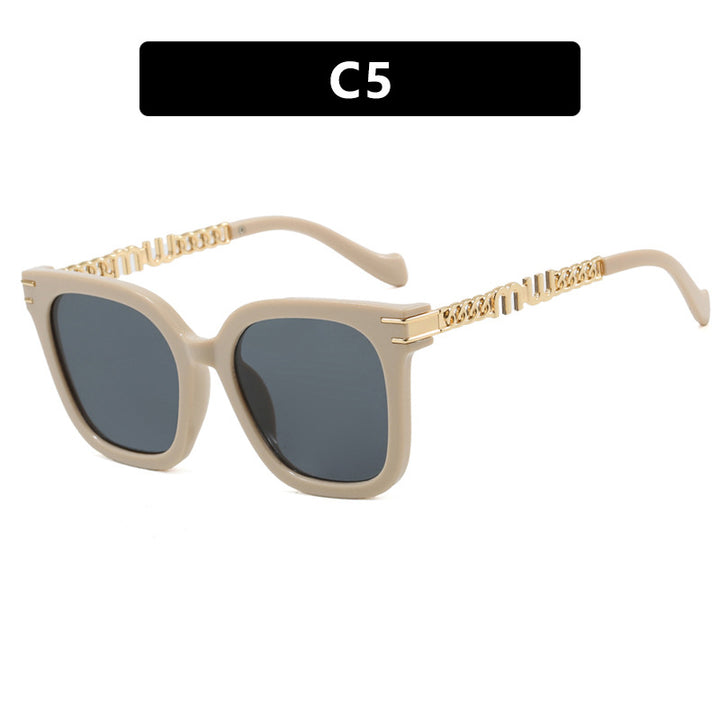 Damen trendige quadratische Sonnenbrille mit elegantem Rahmen und stylishem Goldakzent Karnz