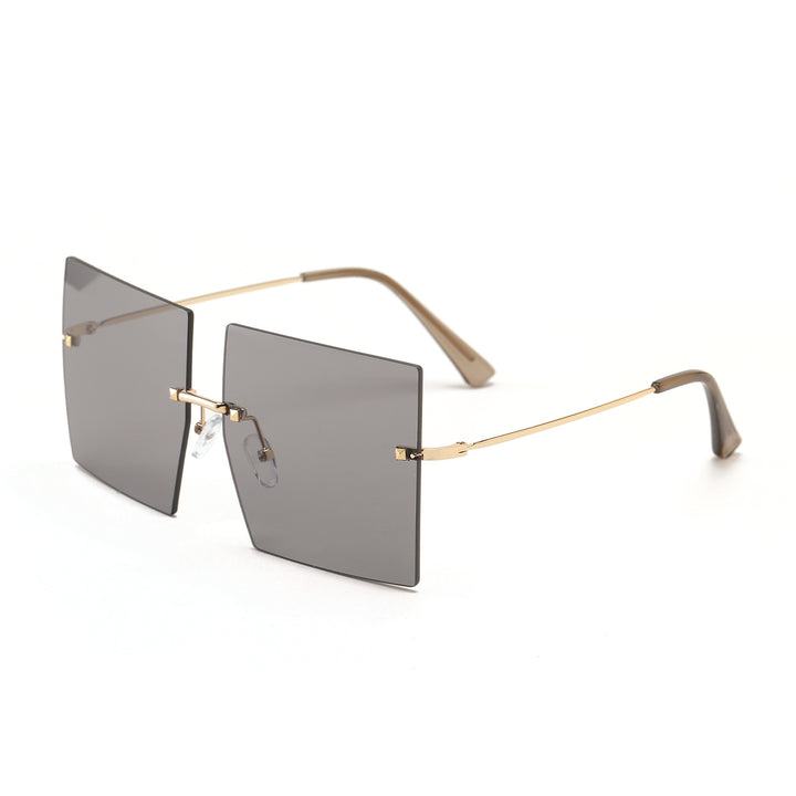 Damen modische quadratische Sonnenbrille mit breiten Gläsern und filigranem Metallrahmen Karnz