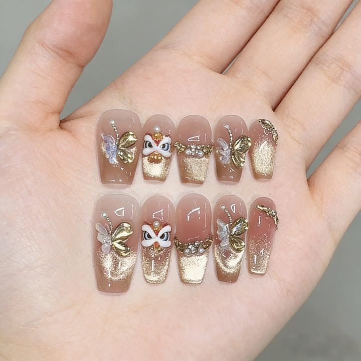 Künstlerisches dekoratives Press-on-Nagelset Karnz