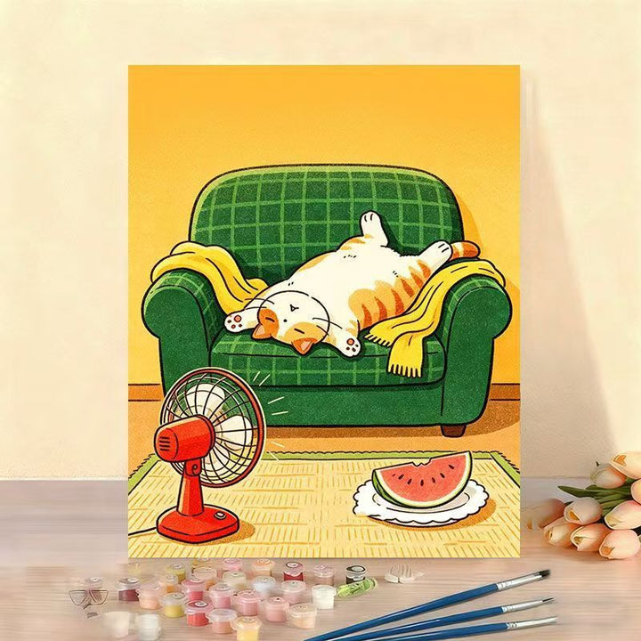 Verspielt Katze Illustration Leinwand Kunstwerk Karnz