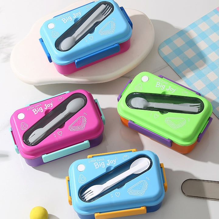 Mehrfachfächer-Lunchbox mit integrierten Besteck