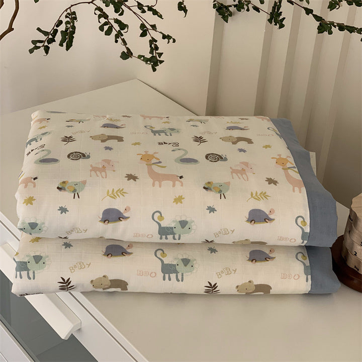 Weiche Mull-Babydecke mit Teddy-Design und doppellagiger Gaze