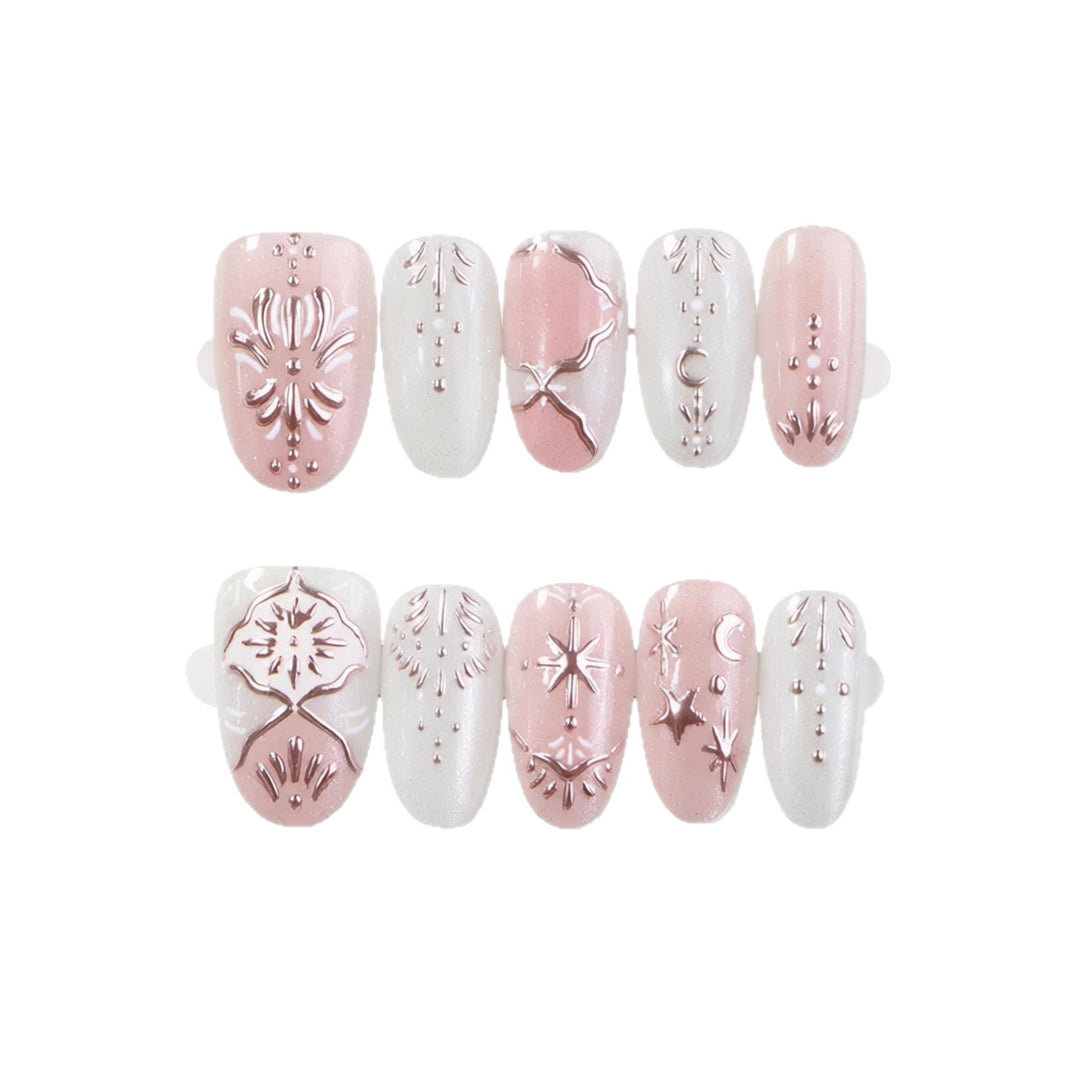 Elegantes Press-On-Nail-Art-Set mit kunstvollen Verzierungen Karnz