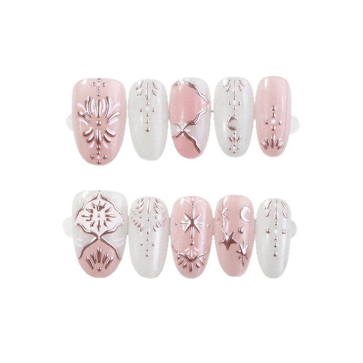 Elegantes Press-On-Nail-Art-Set mit kunstvollen Verzierungen Karnz