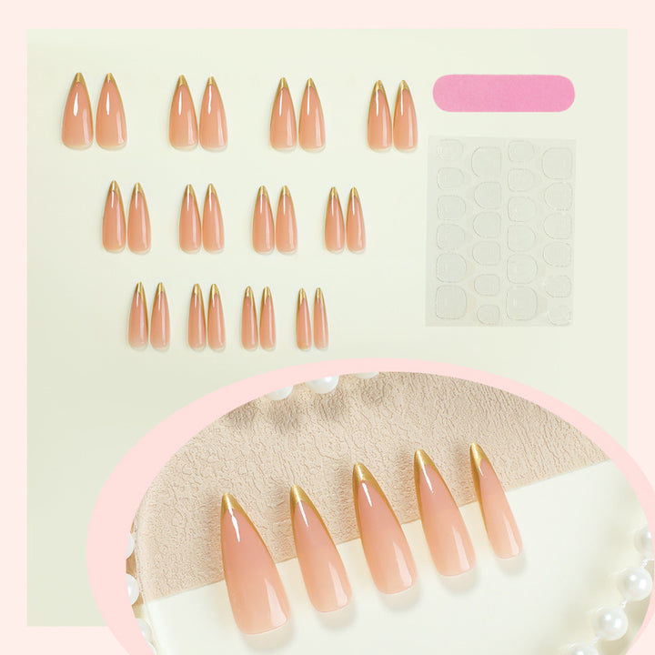 Elegantes Long-Shape Press-On Glänzendes Nagelset Karnz