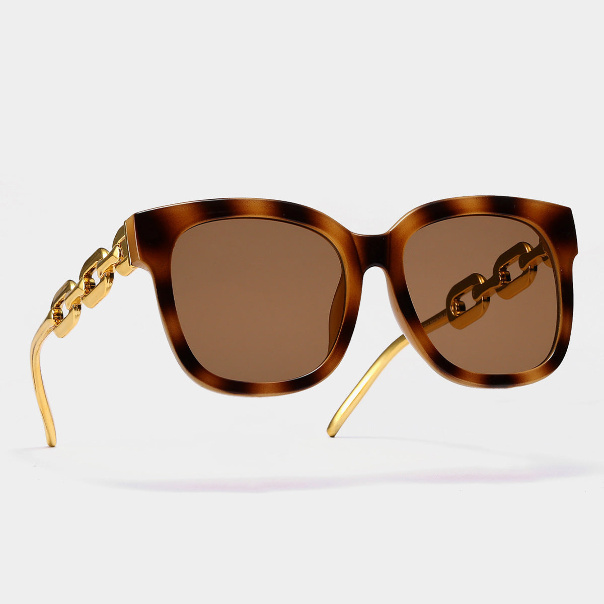 Damen modische oversized Sonnenbrille mit luxuriösem Kettenrahmen Karnz